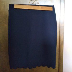 Banana Republic Black Pencil Skirt Scallop Trim Stretch Preppy Classic Work 2